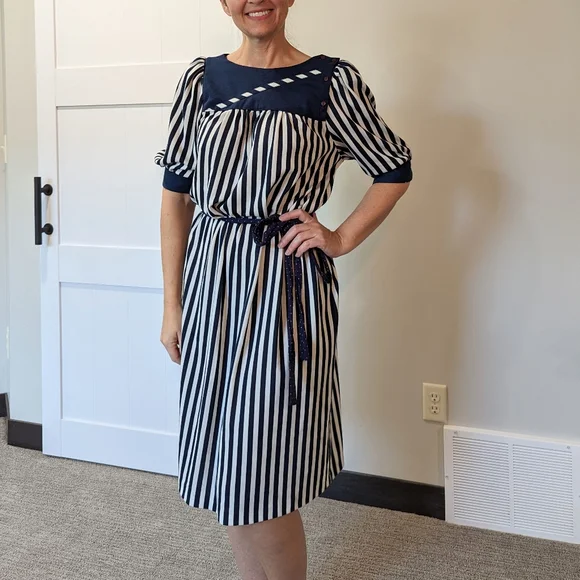 Vintage | Dresses | 98s Comfy Striped Dress 80s Jersey M | Poshmark